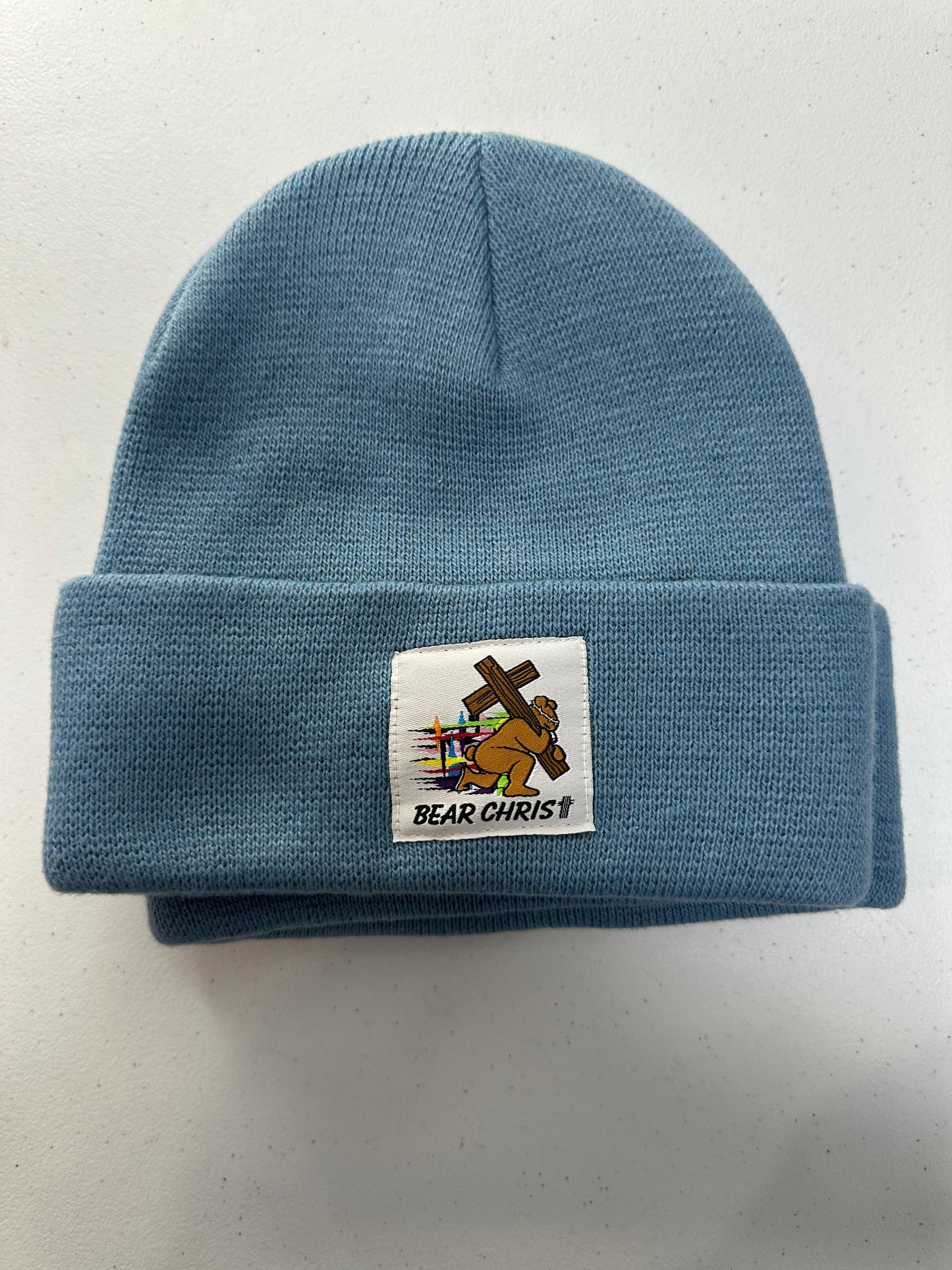 Light Blue Beanie/Bearing Cross 🐻✝️