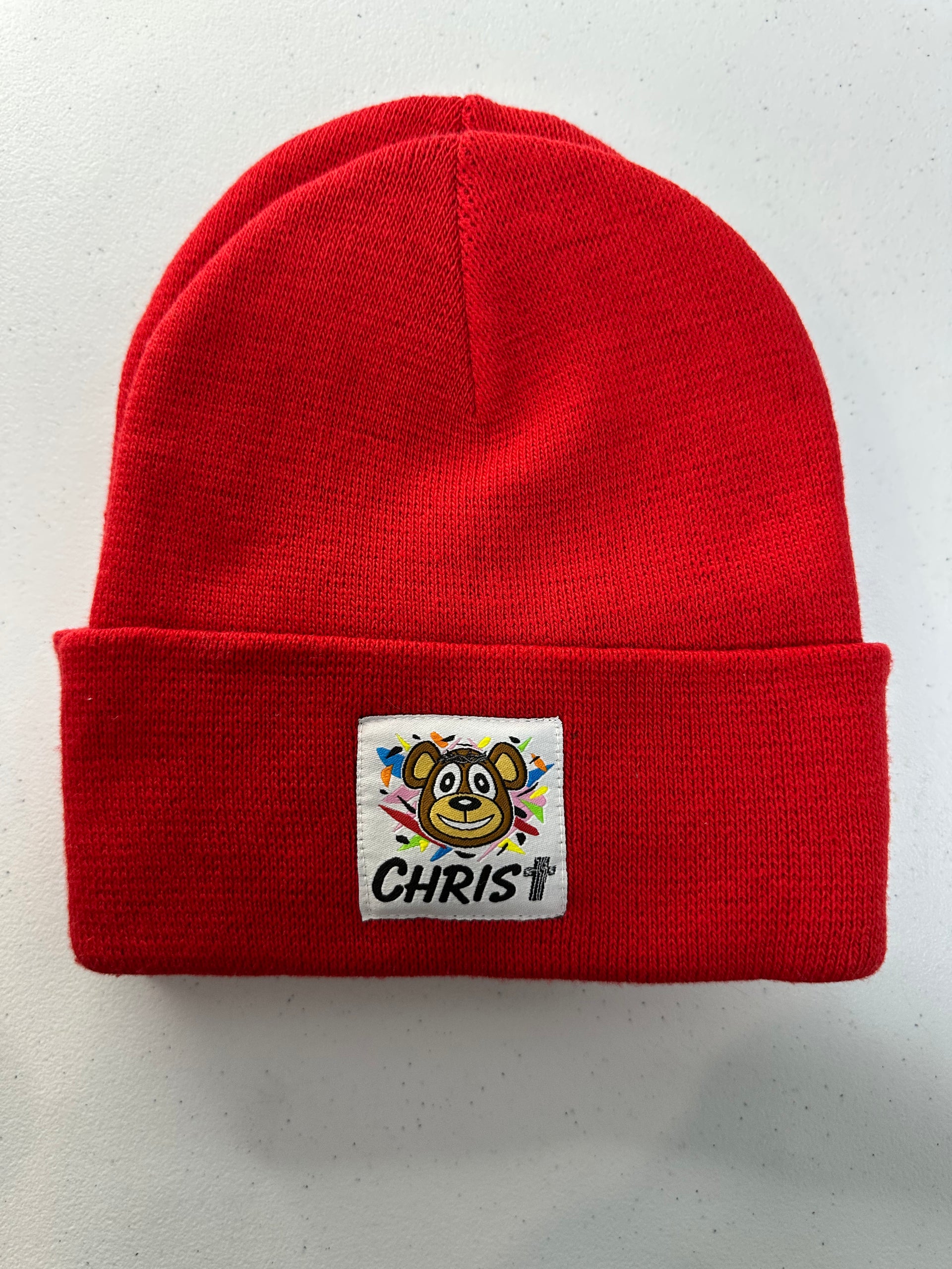 Red Beanie/ Joy Bear🐻✝️ – Bear Christ Apparel
