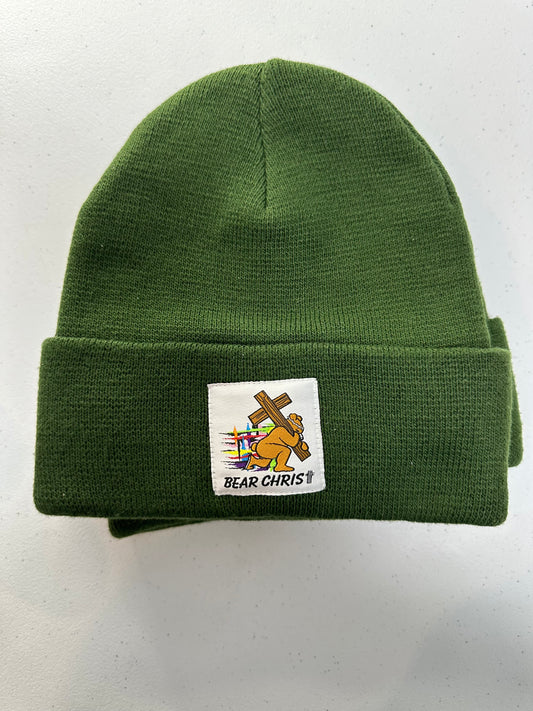 Green Beanie/ Bearing Cross🐻✝️